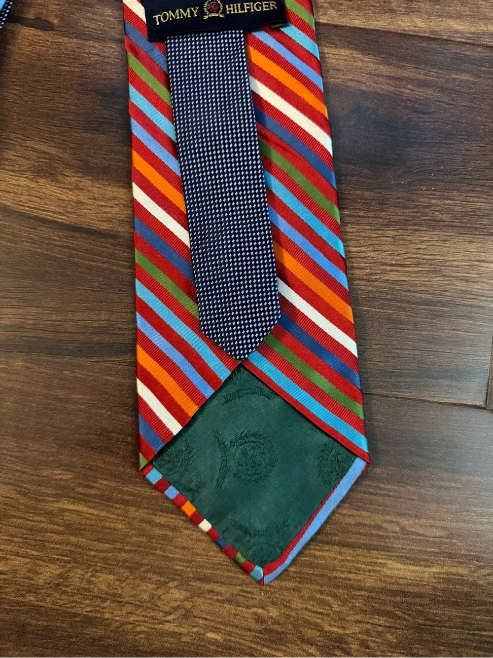 TOMMY HILFIGER Multicolor Diagonal Stripe Tie - Red, Blue, Green, Orange, Whit